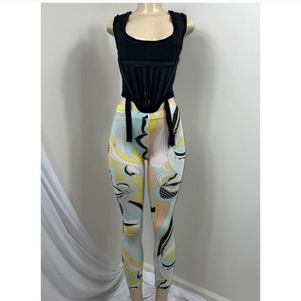EMILIO PUCCI Girls' Colorful Abstract PrintLuxury Mini-Me Leggings Size M$100